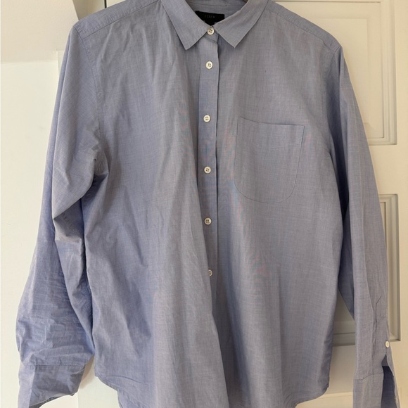 J Crew women’s cotton poplin shirt - oversized - L - heathered light blue - Picture 5 of 11